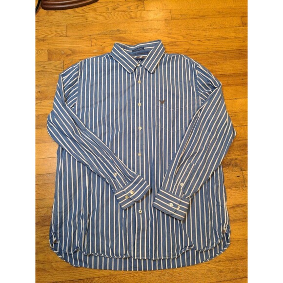American Eagle Outfitters Other - American Eagle Shirt Men's XXL Blue White Blue Stripes Vintage Fit Long Sleeved